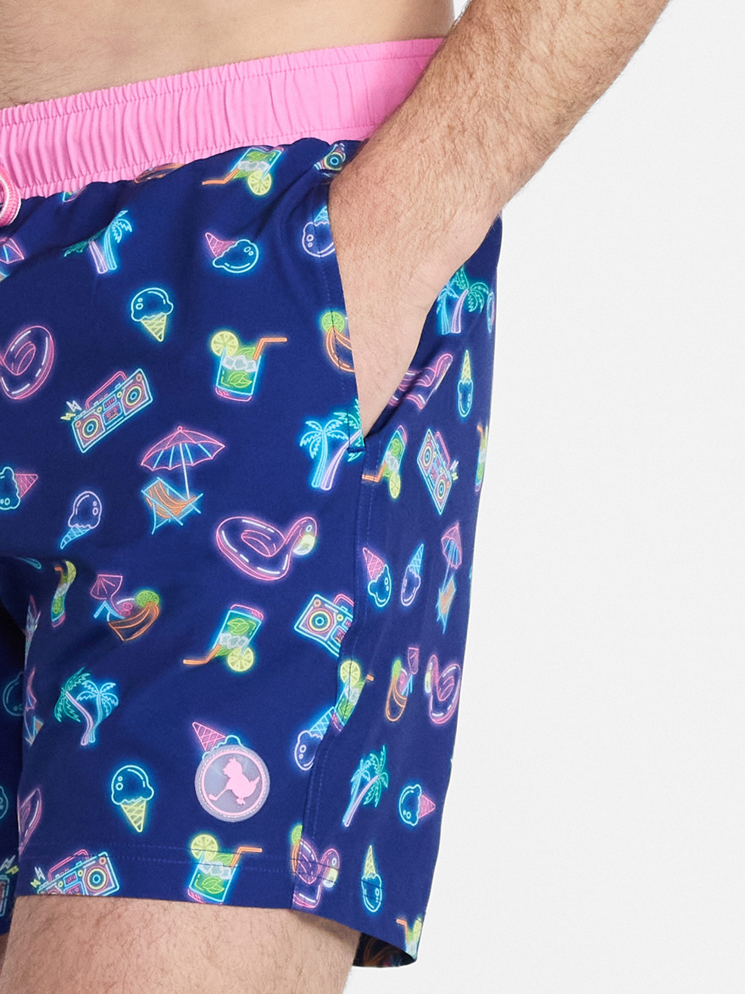 Birdie Bound Men's Printed Neon Pool Party Swim Trunks, Sizes S-3XL
