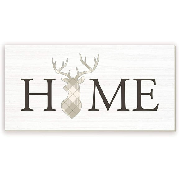 Home Deer Head Silhouette Rustic Framed Wood Farmhouse Wall Sign 9x18 (Unframed)