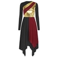 thumbnail image 4 of Aiihoo Women Praise Tunic Overlay Long Sleeve Metallic Patchwork Lyrical Dance Dress Burgundy&Black M, 4 of 7