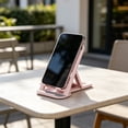 thumbnail image 5 of Eolstice Desktop Phone Stand, Foldable Card Style Adjustable Lifting Bracket, Portable Cell Phone Holder for Office, Home, Travel, Desk, Tablet and Bed,Pink, 5 of 7