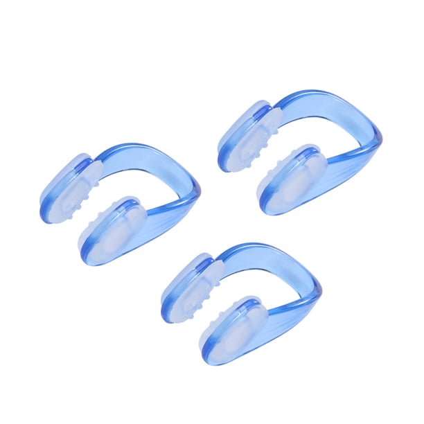 Pinzas nasales unisex para natación, 3 unidades, protección nasal de silicona, accesorios para piscina para adultos, buceo, color azul