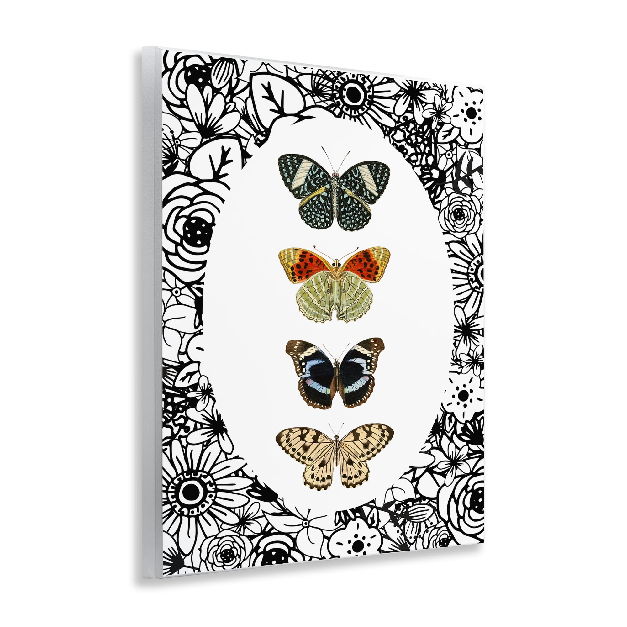 Stupell Industries Floral Butterfly Lineup Wall Plaque Art, design by Dan Meneely