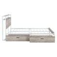 thumbnail image 4 of Queen Size Platform Bed with Headboard, Metal Bed Frame with Sockets and 2 Drawers for Kids Adults, Heavy Duty Bed Frame with USB Ports and Slat Support , Noise Free, No Box Spring Needed, White, 4 of 7