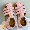 thumbnail image 4 of Staki Toddler Dress Sandals Girls Sandals - Open Toe Summer Easter Strappy Flat Dress Gladiator Sandals with Cushioned Sole(Pink,8.5 Toddler), 4 of 7