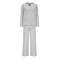 thumbnail image 3 of yunLCZ Silk Pajamas for Men Ribbed Pajama Sets For Women Pullover V Neck Long Sleeve Sleepwear Matching Comfy Long Pants Outfits Sleepdress, 3 of 4