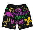 thumbnail image 3 of Uemuo Mardi Gras with Flamingo Pattern Men's Swim Trunks Hawaiian Beach Bathing Suit Swimsuits Beach Quick-Dry Shorts with Pockets-Large, 3 of 9