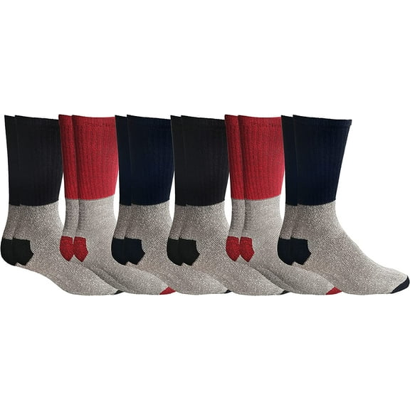 SOCKS'NBULK 6 Pairs Cotton Thermal Crew Socks, Men Warm Thick Boot Sock, Bulk