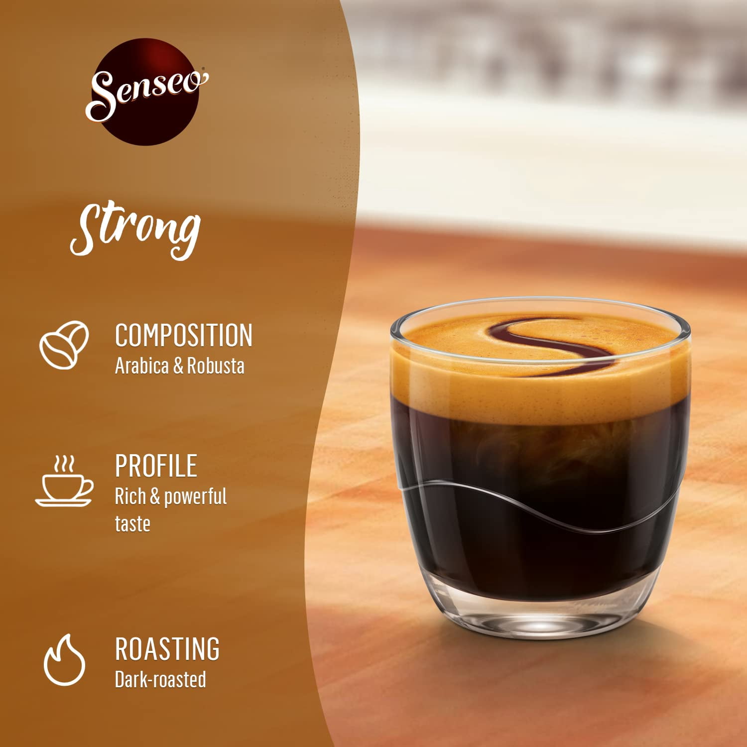 Senseo Strong Dark Roast Coffee Pods, Bold Flavor, Instant Espresso & Flavored Coffee, 480 Count