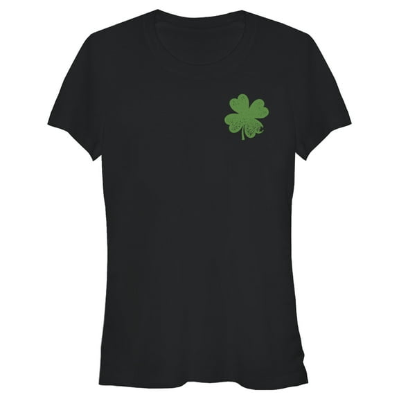 Junior's Lost Gods St. Patrick's Day Four-Leaf Clover  Graphic Tee Black Small