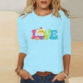 thumbnail image 1 of Xihbxyly Hauts Décontractés pour Femmes T-shirt Imprimé Col Rond de Pâques Manches 3/4 Col Rond Chandail Tendance à Petit Prix, 1 of 5