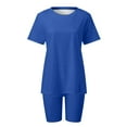 thumbnail image 6 of Workout Sets for Women Shorts Short Sleeve Crewneck Oversized T Shirt and Legging Shorts 2 Piece Matching Set Gym Yoga Set, 6 of 6