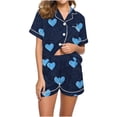 thumbnail image 2 of Babcutegg Summer Pajamas Set for Women Short Sleeve Casual Fashion Graphic Tops and Shorts Lounge Set Womens Sleepwear Blue Size M, 2 of 5