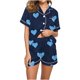 thumbnail image 3 of TaTaai Women Casual Short Sleeved Pajama Set, Lapel Collar Pocket Design, Stylish Two-Piece, Suitable for Valentine's Day Home Daily Occasions Gift, 3 of 5