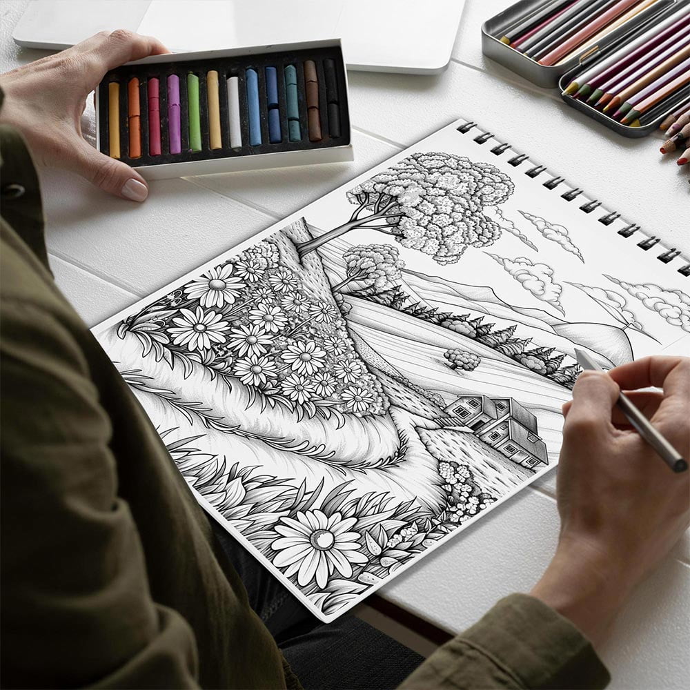 Netecom Endless Spring Coloring Book for Adults, Spiral Bound, Soft Cover