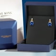 thumbnail image 5 of Gem Stone King 925 Sterling Silver and 10K Yellow Gold Blue Created Sapphire and White Lab Grown Diamond Earrings for Women (2.01 Cttw, Gemstone September Birthstone, Cushion 6MM), 5 of 6