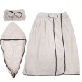 thumbnail image 1 of Juego de 3 uds de envoltura corporal para baño para mujer, toalla, albornoz, gorro de secado para el cabello, banda para el cabello para salón de belleza, gris claro, 1 of 8