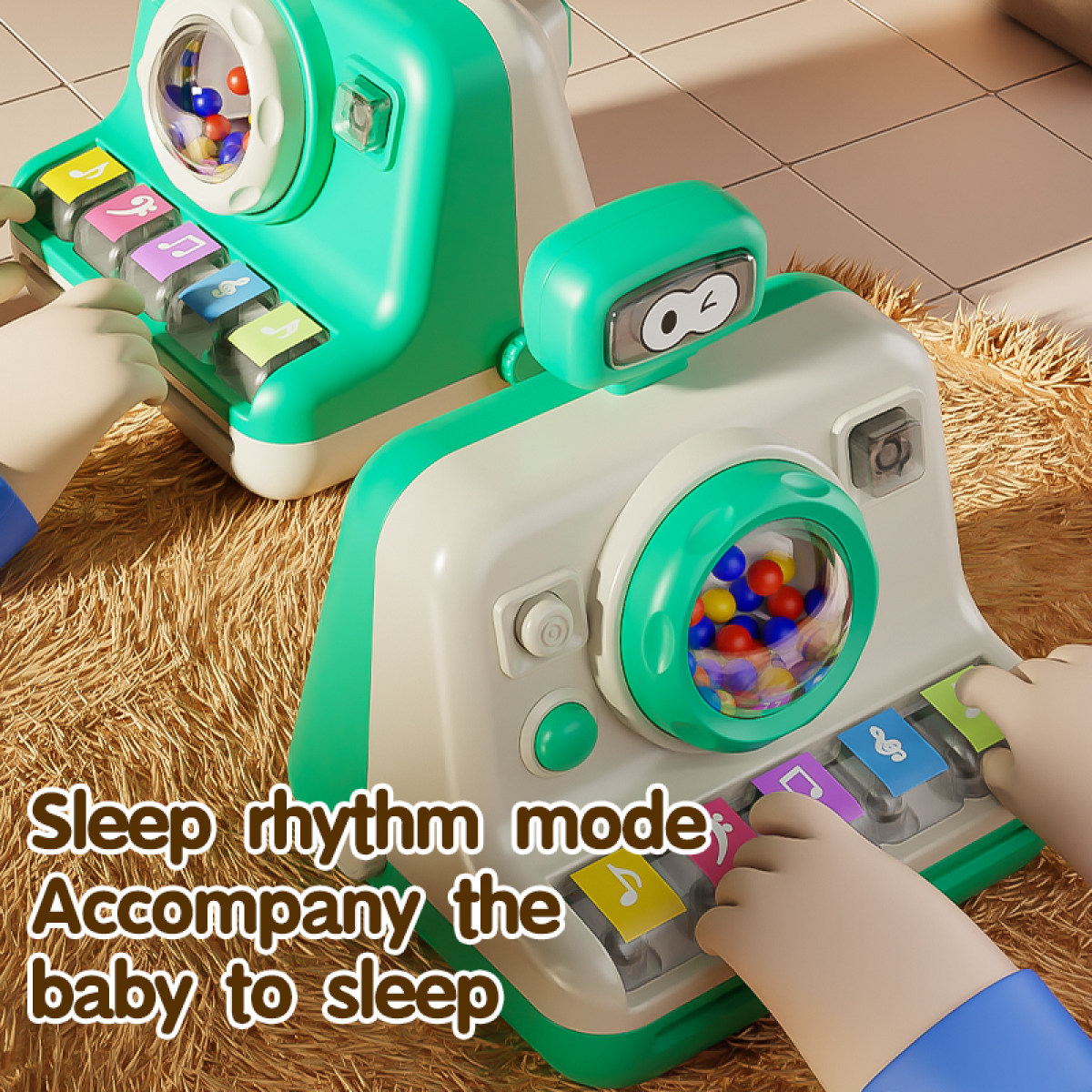 Kids Piano Musical Instruments Toys Camera Themed Interactive Toys with Lights for Toddlers Tummy Time & Christmas Birthday Gifts(White)