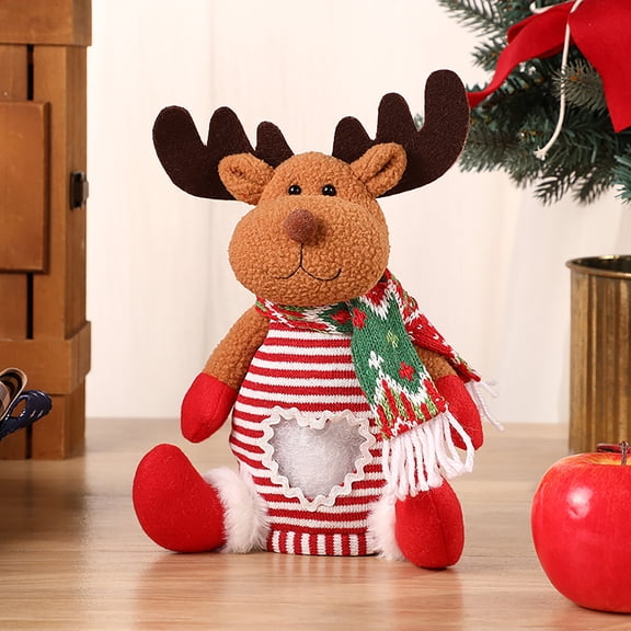 Christmas Apples Bag,Reusable Christmas Dolls Gift Bags,Deer Shaped Apples Candy Storage Bags,Christmas Eve Gift Bag With Transparent Window, for Chocolate Apples Candy Christmas Gift ,3.94x7.87in