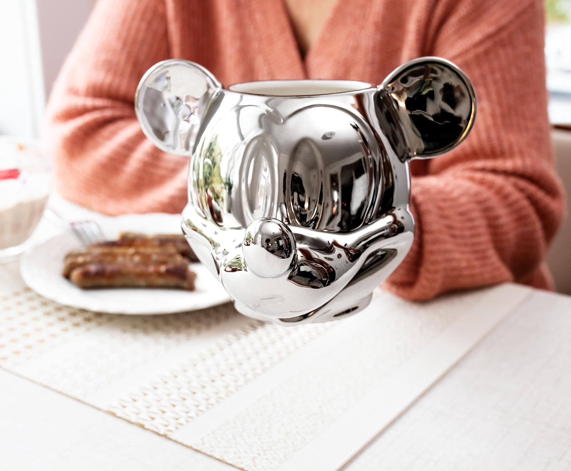 Disney 100 Mickey Mouse 3D Sculpted Platinum Ceramic Mug | Holds