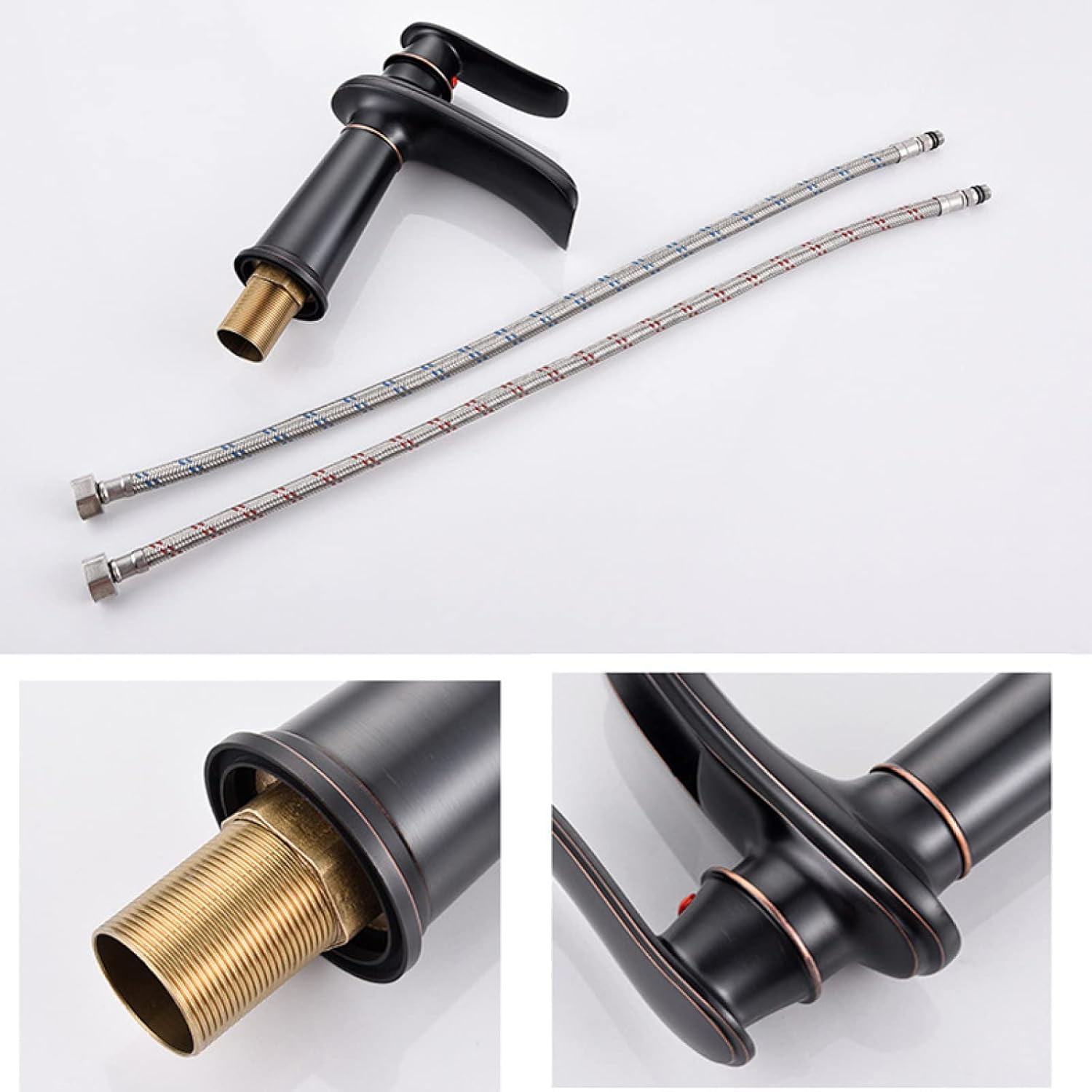Bathroom Sink Faucet Waterfall Antique, Solid Brass, Hot and Cold Sink Mixer Tap Fauceting, Waterfall Single Handle Bathroom Sink Faucet, Short