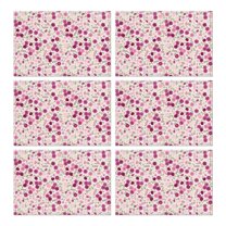 Pink Pioneer Flower Pattern Summer Placemats Table Placemats Set Of 6-Linen Kitchen Washable Placemats Table Mats 11.8"x17.7" Non-Slip Heat Resistant