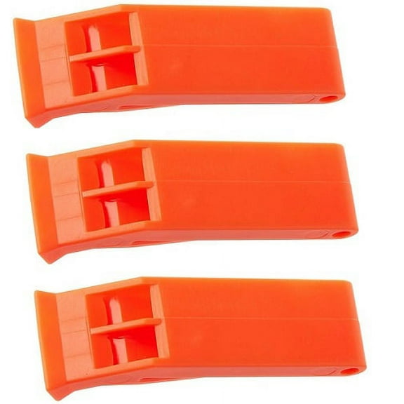 (3) Plastic Floating Whistle Orange Emergency Survival Boat Clip on