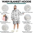 thumbnail image 5 of Wearable Oversized Blanket,Black Controllers Games Icons White Pattern Wearable Blanket Hoodie for Adults,Cozy Hooded Blankets with Super Pockets,Super Warm Fuzzy Pullover for Women & Men, 5 of 6