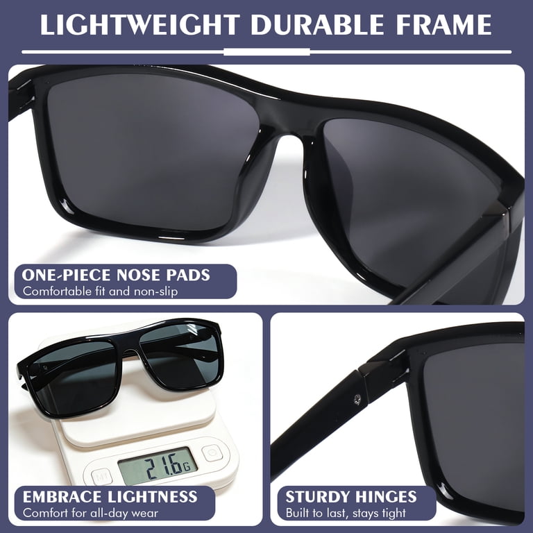 ROCK TAKIN Polarized Sunglasses (2 Pack) - Classic Square  display picture 2