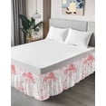 thumbnail image 4 of Pink Floral Art Wrap Around Bed Skirts for Queen Bed 16" Drop,Bed Skirt with Adjustable Elastic Belt Dust Ruffle Bed Valance for Bedroom Hotel Watercolor Botanical Spring Flowers Bed Frame Cover, 4 of 7
