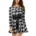thumbnail image 4 of Mini Vestido Corto De Fiesta De Manga Larga A Cuadros De Invierno Sexy Para Mujer (Negro) (L)-117927.07 Likrtyny Mujer, 4 of 8