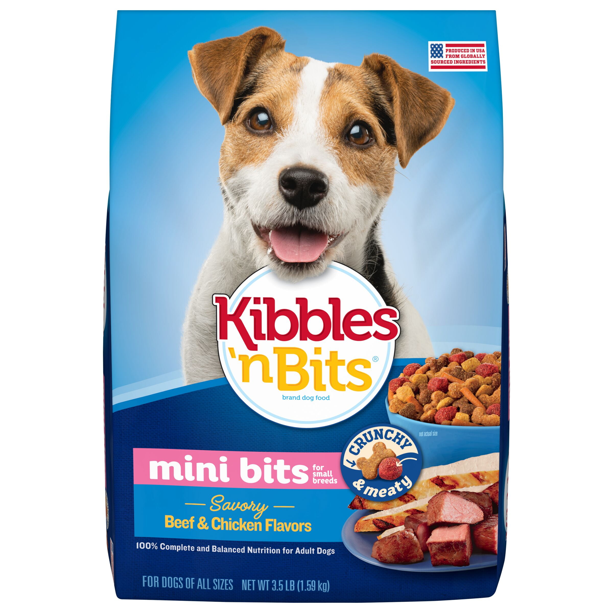 Kibbles 'N Bits Small Breed, Mini Bits, Savory Beef and Chicken Flavor Dog Food, 3.5-Pound