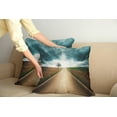 thumbnail image 2 of Ambesonne Landscape Throw Pillow Cover 2 Pack, Roads Travel Clouds, 18", Brown Teal, 2 of 7