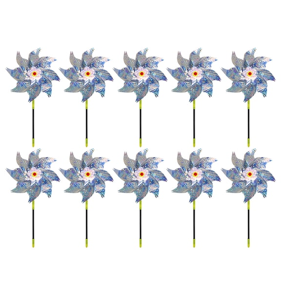 WLIZJ Clearance Sale! Under $10 Reflective Windmill 10 Pack Reflective Pinwheels Sparkly Bird Repellent Windmill (Silver Floral)