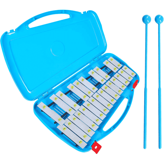 EASTROCK 25-Note Glockenspiel Xylophone Instrument with Aluminum Keys & Carry Handle for kids/ Beginners,Blue