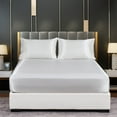 thumbnail image 2 of Queen Silk Satin Fitted Sheet, Soft Deep Pocket Sheet, Wrinkle Free, Non Fading, Breathable, Fully Elasticized, Beige, 2 of 5