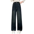 thumbnail image 2 of EnJoCho Teen Girls Wide Leg Baggy Jeans Y2𝖪 𝖠esthetic Trendy Straight Denim Pants Elastic High Waist Cargo Pockets Streetwear Fashion Trousers, 2 of 9