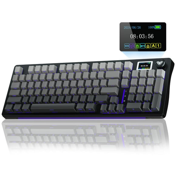 AULA S98 Pro Wireless Mechanical Keyboard with Screen & Knob,2.4GHz/USB-C/BT5.0 Gasket Hot Swappable Creamy Keyboard,Pre-lubed Linear Switches,Side Printed PBT Keycaps,R