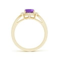 thumbnail image 2 of ANGARA Natural Inspired Cushion 1.2 ct Amethyst Ring with Diamond Halo in 14K Yellow Gold for Women (Size-8x6mm) | February Birthstone, Anniversary, Jewelry Gift for Women | Natural Amethyst Ring, 2 of 8
