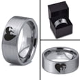thumbnail image 4 of Tungsten Heart Yin Yang Dog Cat Lovers Band Ring 8mm Men Women Comfort Fit Gray Flat Cut Brushed Polished, 4 of 4