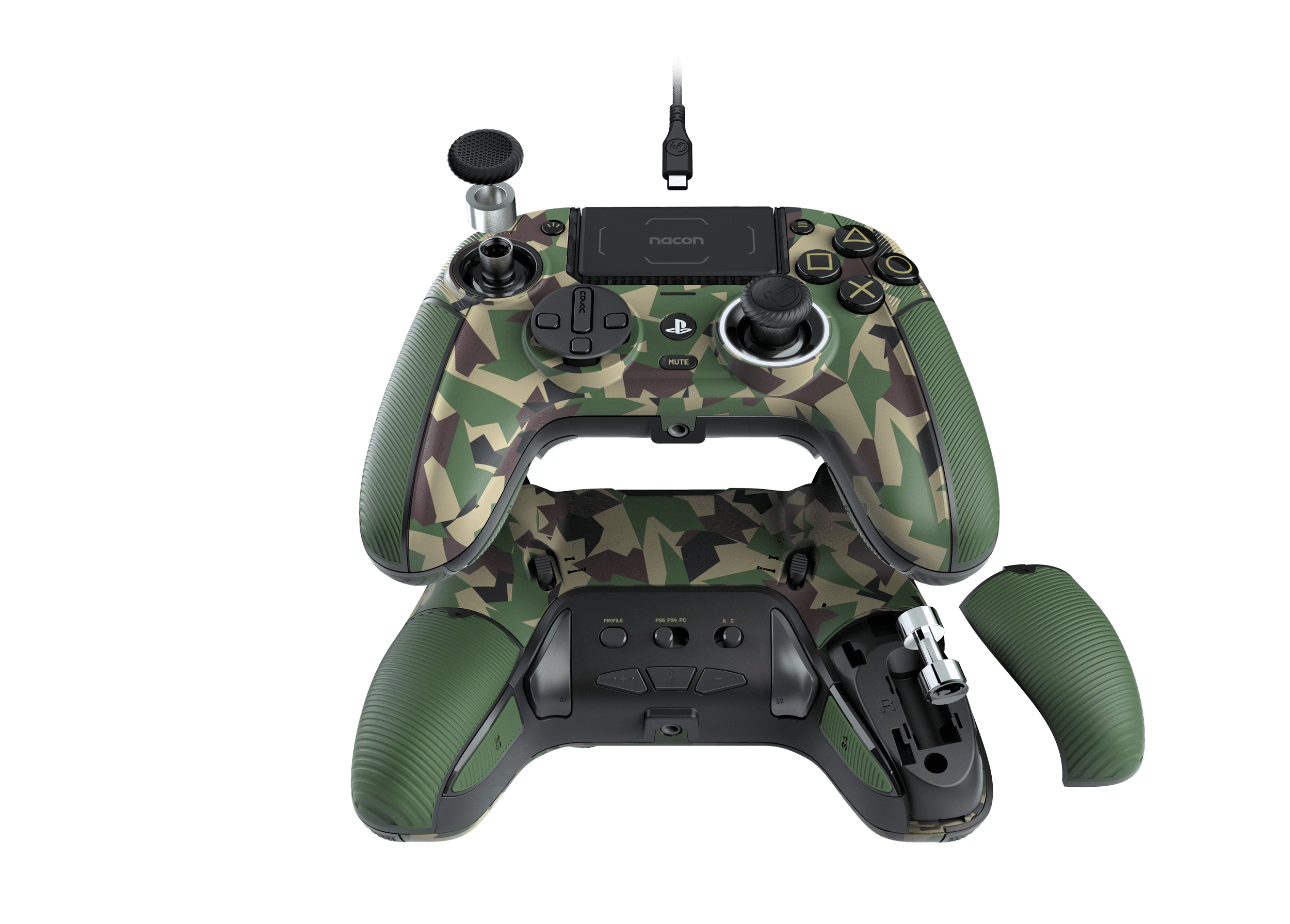 Nacon Revolution 5 PRO Wireless Controller for PlayStation 4|5 & PC with Hall Effect Technology and Remappable Buttons, Forest Camo
