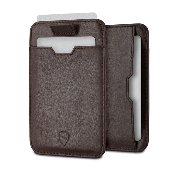 Vaultskin CHELSEA Slim Minimalist Front Pocket Leather Wallet with RFID Blocking for Men with Gift Box (Brown)