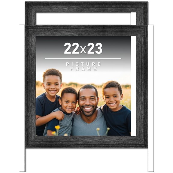 22x23 Frame Black Rustic Barnwood Solid Wood Picture Frame | 1.5 Inch Moulding Width | Includes UV