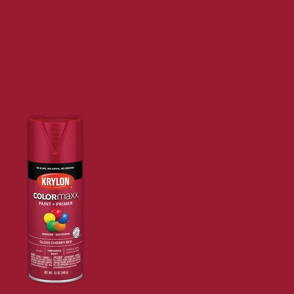 Krylon Colormaxx Spray Paint Gloss - Quick Drying - 12 Oz, Cherry Red