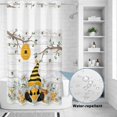 thumbnail image 2 of No Hook Shower Curtain, Yellow Gnomes Shower Curtains for Bathroom with See Through Top Window, Spring Floral Bees Daisy Branches Wooden Waterproof & Washable Bath Curtain Small Stall 36"x78", 2 of 9