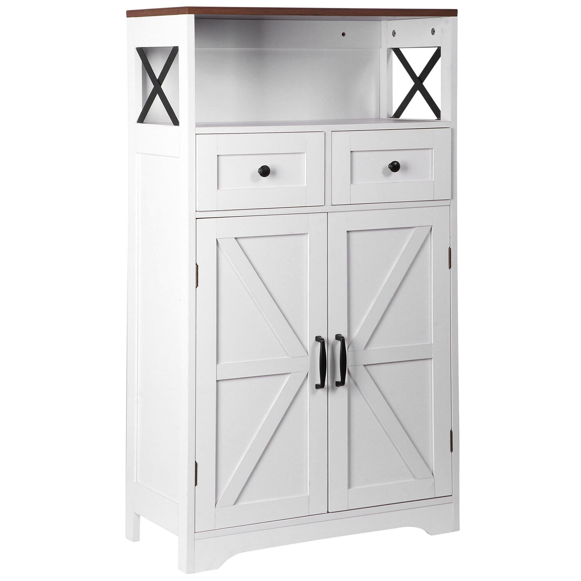 ZENSTYLE Storage Cabinet with 2 Drawers Durable Storage Organizer Floor Cupboard Home Decor White