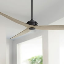 Casa Vieja 62" Coronado Aire Indoor Outdoor Ceiling Fan 3 Blade Remote Control Matte Black Finish Motor White Oak Finish Blades Damp Rated
