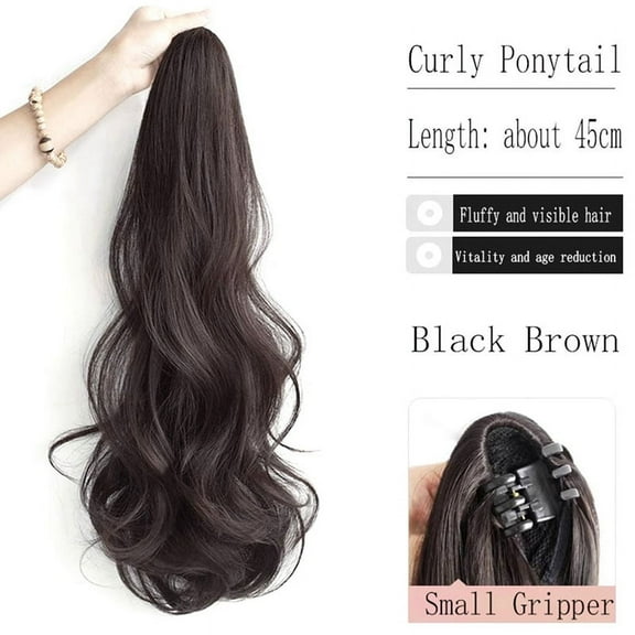 Black Brown Wig Female Ponytail Grab Clip Style Hip- High Ponytail Natural Forcing Fake Ponytail Female Braid
