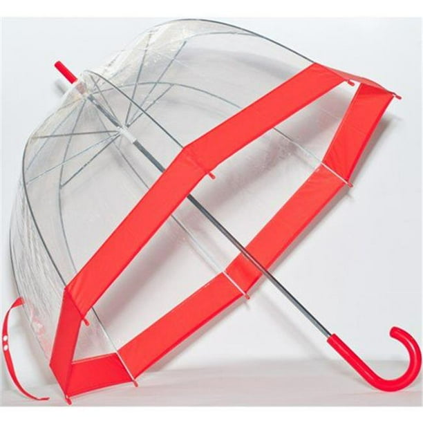 Classic Look Clear Bubble Umbrella, Red Trim