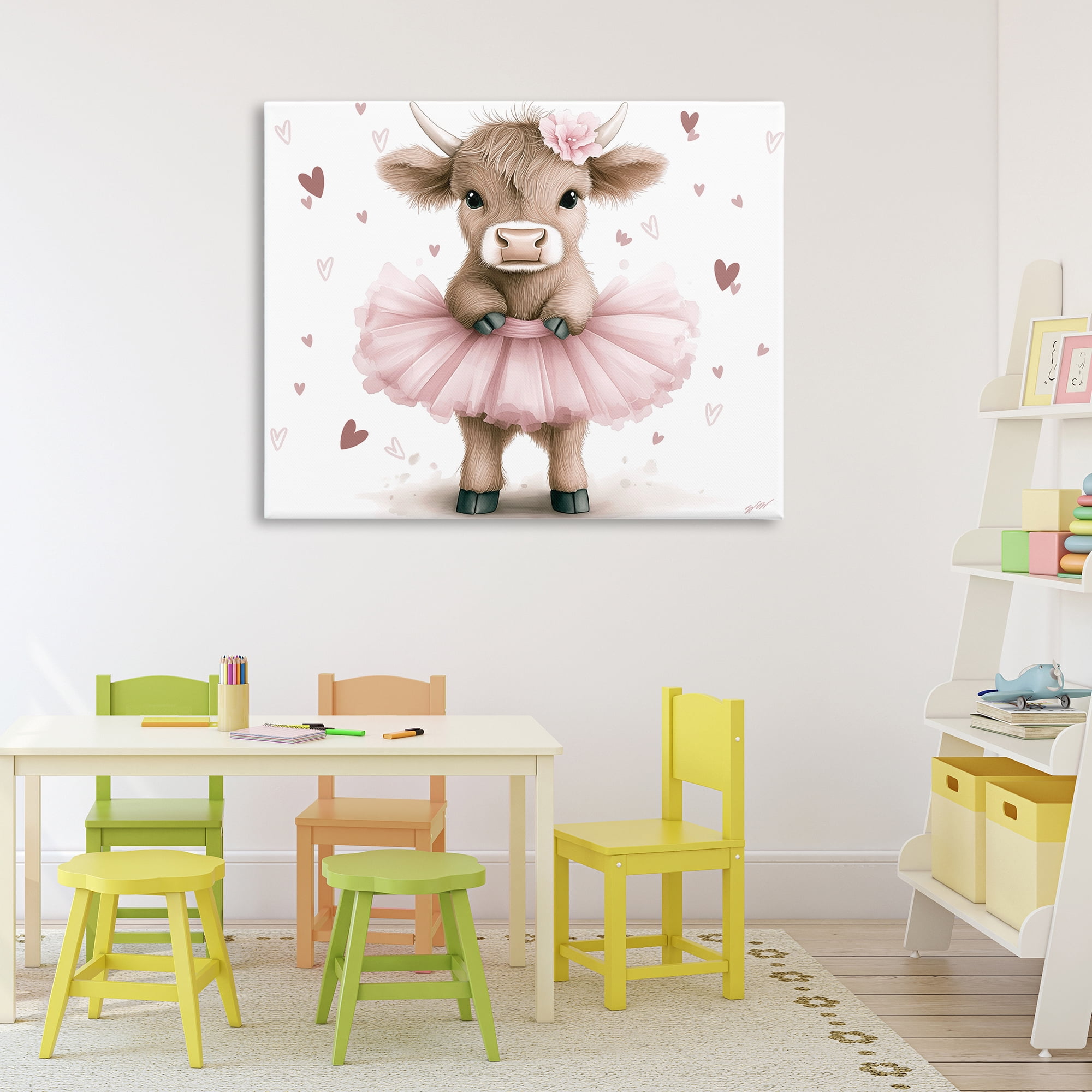 Stupell Industries Baby Calf with Tutu Canvas Wall Art, design by Whimsical Wonders