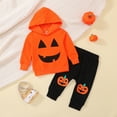 thumbnail image 2 of REgarm Toddler Baby Boy Girl Halloween Outfit Pumpkin Crewneck Pullover Hooded Sweatshirt Jogger Pants 2Pcs Fall Winter Outfits,6-12 Months, 2 of 7